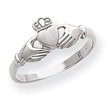 14k White Gold Polished & Satin Claddagh Ring