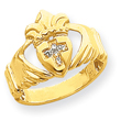 14K Gold AA Diamond Claddagh Ring