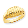 14K Gold High Polished Ribbed Dome Ring