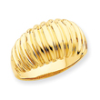 14K Gold High Polished Ribbed Dome Ring