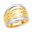 14K Gold & Rhodium Fancy Dome Ring