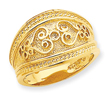 14K Gold Polished Scroll Ring