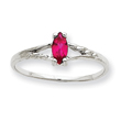 14K White Gold July Ruby Birthstone Ring