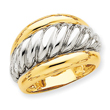 14K Two-Tone Gold Polished Twisted Dome Ring