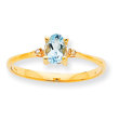 14K Gold Diamond & Aquamarine March Birthstone Ring