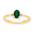 14K Gold Diamond & Emerald May Birthstone Ring