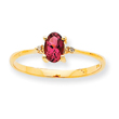 14K Gold Diamond & Pink Tourmaline October Birthstone Ring