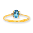 14K Gold Diamond & Blue Topaz December Birthstone Ring