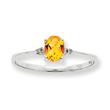 14K White Gold Diamond & Citrine November Birthstone Ring