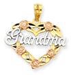 14K Two-Tone Gold And Rhodium Grandma Heart Pendant