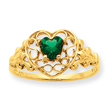 14K Gold Emerald May Birthstone Ring