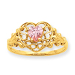 14K Gold Pink Tourmaline October Birthstone Ring