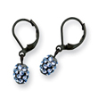 Black-plated Blue Crystal Fireball Leverback Earrings