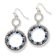Silver-tone Light/Dark Blue Crystal Circle Drop Earrings