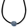 Black-plated Blue Crystal Fireball On 16" With Extension Satin Cord Necklace