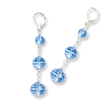 Silver-tone Blue Crystal Bead Linear Drop Earrings