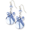Silver-tone Blue Crystal Round Drop Earrings