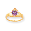 14K Gold CZ June Birthstone Claddagh Heart Ring
