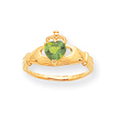 14K Gold CZ August Birthstone Claddagh Heart Ring