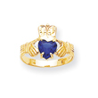 14K Gold September Birthstone Claddagh Ring