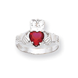 14K White Gold January Birthstone Claddagh Ring