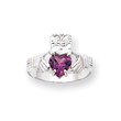 14K White Gold June Birthstone Claddagh Ring
