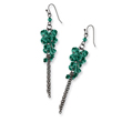 Silver-tone Turquoise Crystal Bead Cluster Drop Earrings