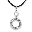 Silver-tone Clear Crystal Circle on 16" With Extension Satin Cord Necklace