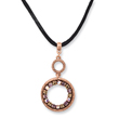 Copper-tone Purple, Pink & Yellow Crystal Circle 16" With Extension Satin Cord Necklace