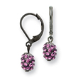 Black-plated Purple Crystal Fireball Leverback Earrings