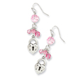 Silver-tone Heart & Lock With Pink Crystals Earrings