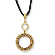 Gold-tone Light & Dark Yellow Crystal Circle on 16" With Extension Satin Cord Necklace