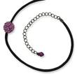 Black-plated Purple Crystal Fireball On 16" With External Satin Cord Necklace