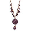 Rose-tone Dark Red Crystal Drop 16" With Extension Necklace