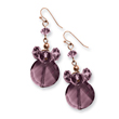 Rose-tone Dark Red Crystal Round Earrings Drop