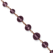 Rose-tone Purple Crystal Bead 16" With Extension Necklace