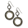 Black-plated Black Crystal Circle Drop Earrings