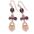 Copper-tone Heart & Lock With Purple Crystals Earrings
