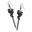 Black-plated Black Crystal Beaded Cluster Drop Earrings