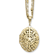 Brass-tone Oval Locket on 16" Double Chain Necklace