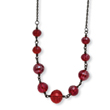 Black-plated Red Crystal Beaded 16" With Extension Necklace