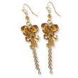 Gold-tone Dark Yellow Crystal Beaded Cluster Drop Earrings