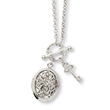 Silver-tone Clear Crystal Cross Locket 24" Necklace
