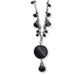 Black-plated Black Crystal Drop 16" With Extension Necklace