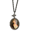 Black-plated Woman Decal Locket 30" Necklace