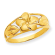 14K Gold Satin & Diamond-Cut Plumeria Ring