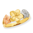 14K Tri-tone Gold Plumeria Ring