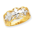 14K Gold & Rhodium Diamond Cut Wave Ring