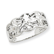 14K White Gold Diamond-cut Wave Ring