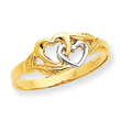 14K Gold & Rhodium Double Heart Cut-Out Ring